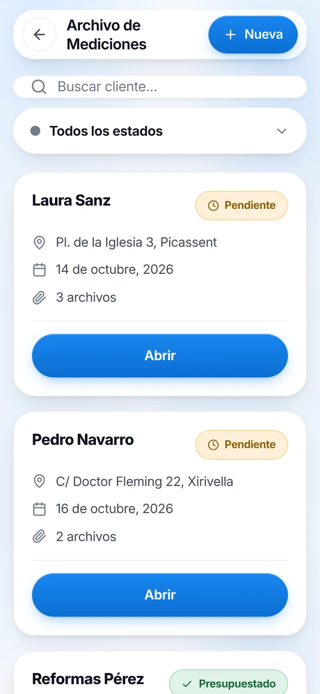 Pantalla de mediciones en IndustrIA, en el móvil